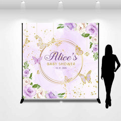 Lofaris Purple Floral Custom Baby Shower Backdrop For Girls