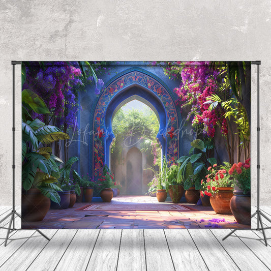 Lofaris Purple Floral Green Spring Backdrop For Photograph