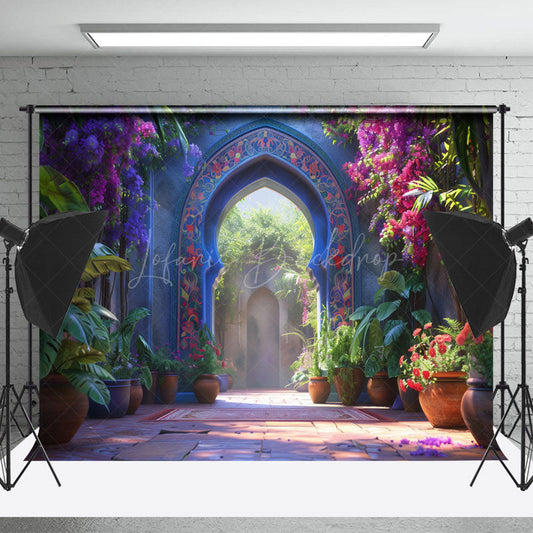 Lofaris Purple Floral Green Spring Backdrop For Photograph