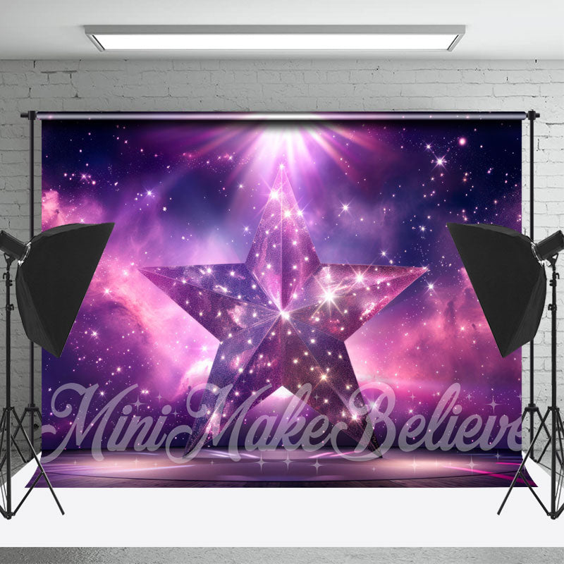 Lofaris Purple Galaxy Glitter Star Stage Photoshoot Backdrop