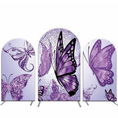 Lofaris Purple Glitter Butterflies Arch Backdrop Kit To Party