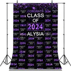 Lofaris Purple Glitter Congrsts Class Of 2022 Black Backdrops