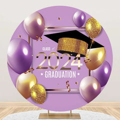 Lofaris Purple Gold Balloon Class 2024 Round Grad Backdrop