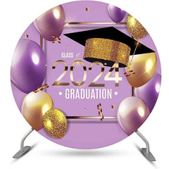 Lofaris Purple Gold Balloon Class 2024 Round Grad Backdrop