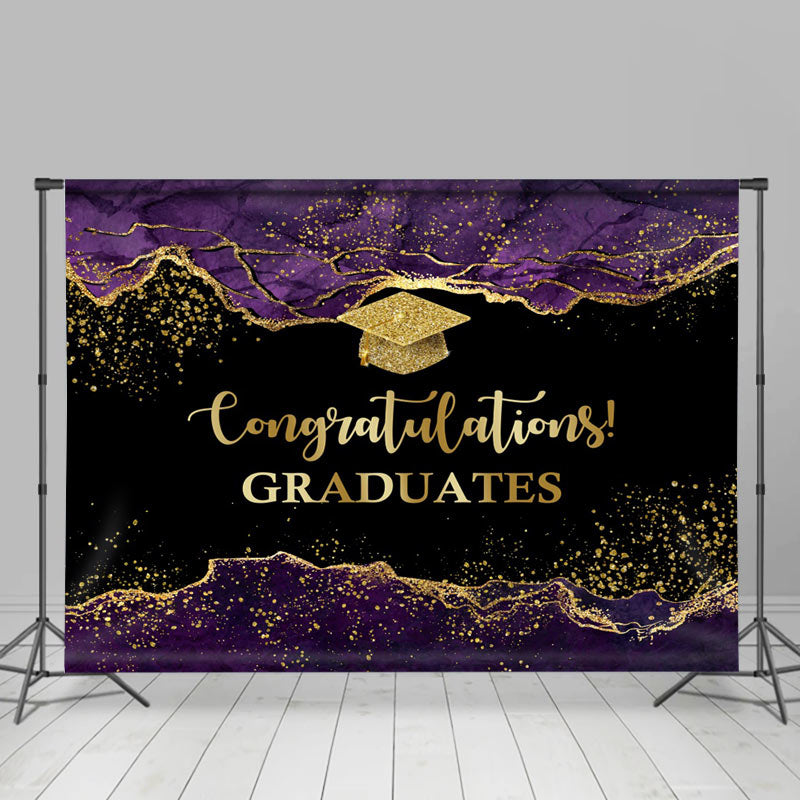 Lofaris Purple Gold Marble Texture Backdrop For Graduation