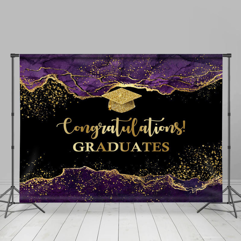 Purple Gold Marble Texture Backdrop For Graduation - Lofaris