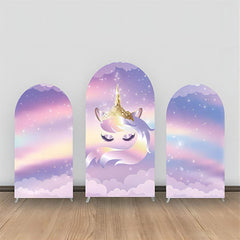 Lofaris Purple Gold Rainbow Unicorn Clould Arch Backdrop Kit