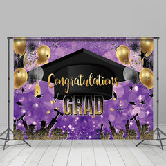Lofaris Purple Golden Balloon Hat Bokeh Graduation Backdrop