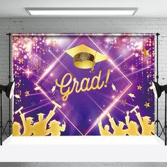 Lofaris Purple Golden Lights Students Graduation Backdrop