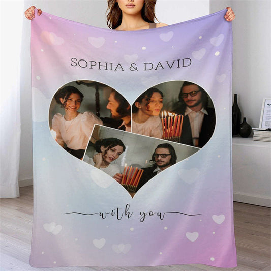 Lofaris Purple Heart Bokeh Custom Valentines Day Blanket