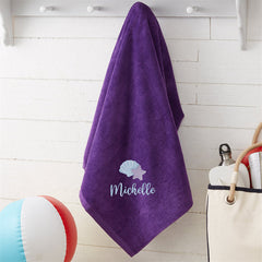 Lofaris Purple Holiday Fun Summer Embroidered Beach Towel