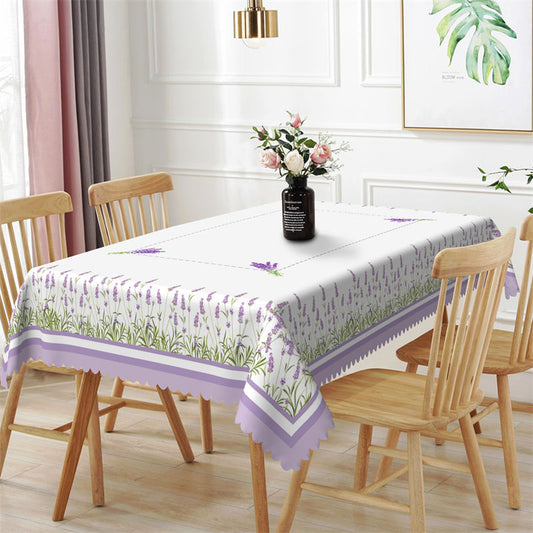 Lofaris Purple Lavender Pastoral Floral Rectangle Tablecloth