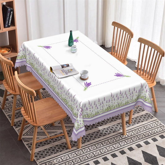 Lofaris Purple Lavender Pastoral Floral Rectangle Tablecloth