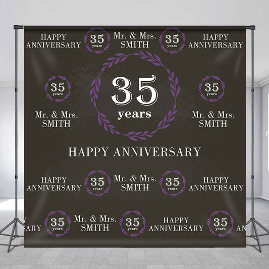 Lofaris Purple Leaves Step And Repeat Anniversary Backdrop