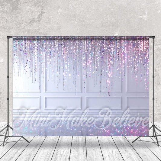 Lofaris Purple Lines Sparkle White Wall Retro Photo Backdrop