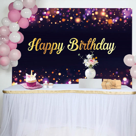 Lofaris Purple Neon Dots Bokeh Golden Birthday Backdrop