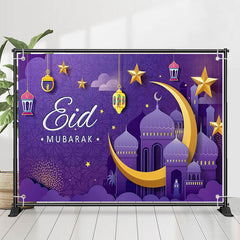 Lofaris Purple Paper Moon Stars Palace Eid Mubarak Backdrop