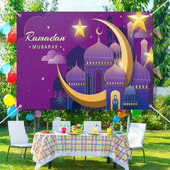 Lofaris Purple Paper Palace Moon Stars Ramadan Backdrop