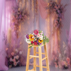 Lofaris Purple Pink Curtain Dim Light Floral Photo Backdrop