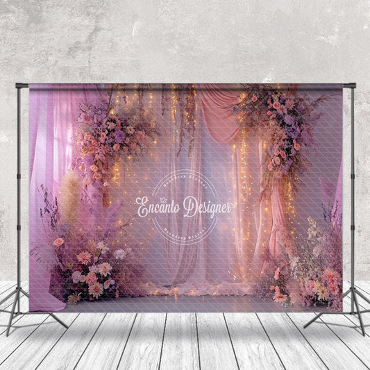 Lofaris Purple Pink Curtain Dim Light Floral Photo Backdrop