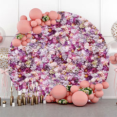 Lofaris Purple Pink Dense Flowers Round Wedding Backdrop