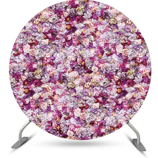 Lofaris Purple Pink Dense Flowers Round Wedding Backdrop