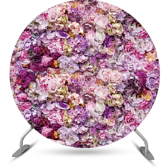 Lofaris Purple Pink Floral Romantic Round Wedding Backdrop