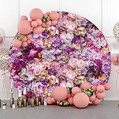 Lofaris Purple Pink Floral Romantic Round Wedding Backdrop