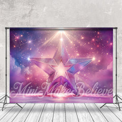 Lofaris Purple Pink Star Sparkle Stage Backdrop For Photo