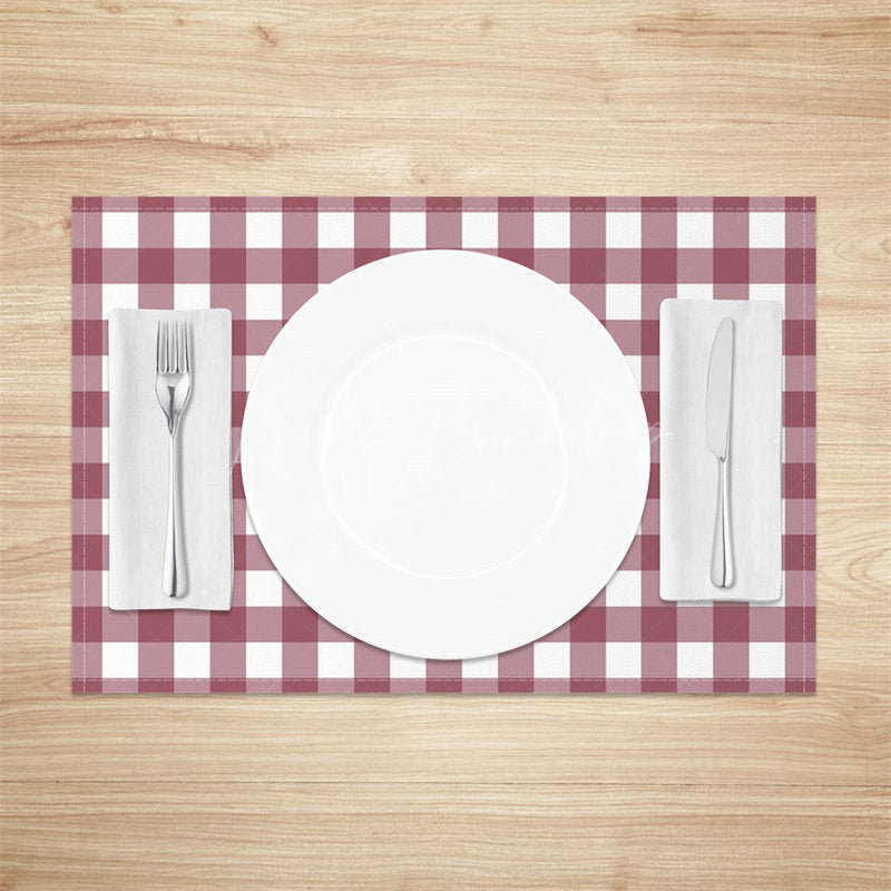 Lofaris Purple Red White Plaid Modern Set Of 4 Placemats