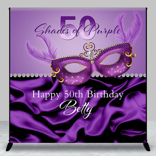 Lofaris Purple Silk Masquerade Custom 50th Birthday Backdrop