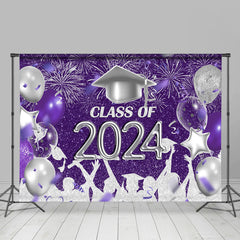 Lofaris Purple Silver Sparkle Balloon Graduation Backdrop