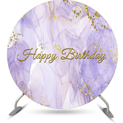 Lofaris Purple Texture Gold Glitter Round Birthday Backdrop
