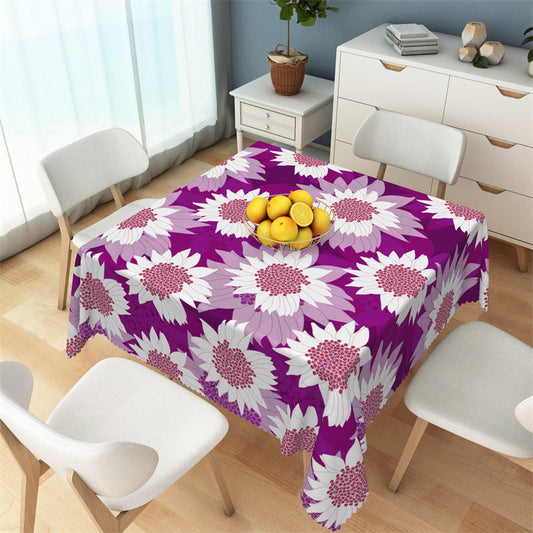 Lofaris Purple White Floral Step And Repeat Decor Tablecloth