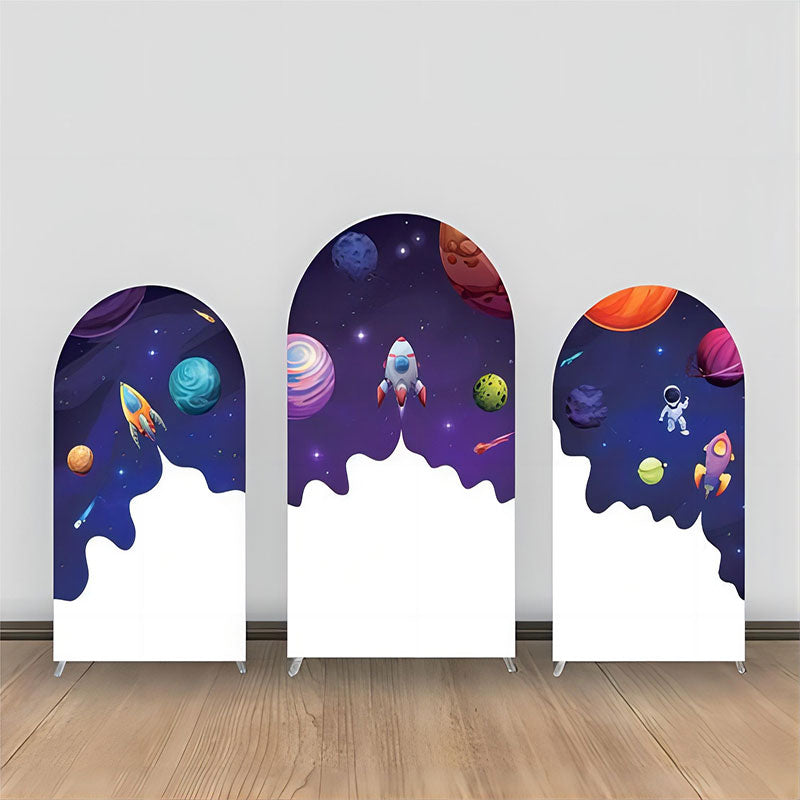 Lofaris Purple White Rocket Star Galaxy Arch Backdrop Kit