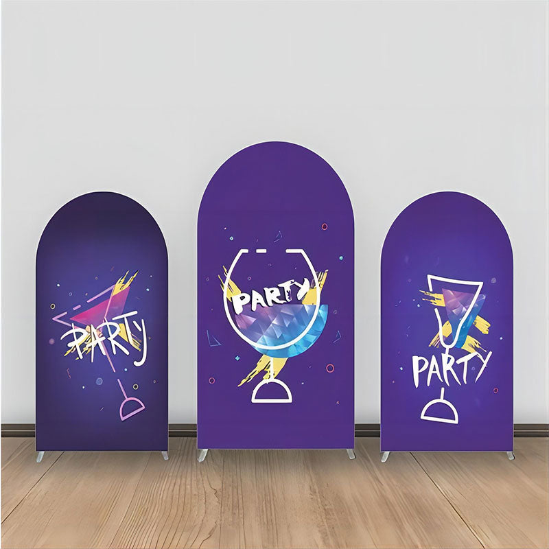 Lofaris Purple Wine Glass Cheers Party Arch Backdrop Kit