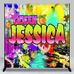 Lofaris Queen Retro 80s 90s Neon Custom Birthday Backdrop