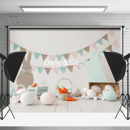 Lofaris Rabbit Carrot Egg Easter Photo Backdrop For Kids