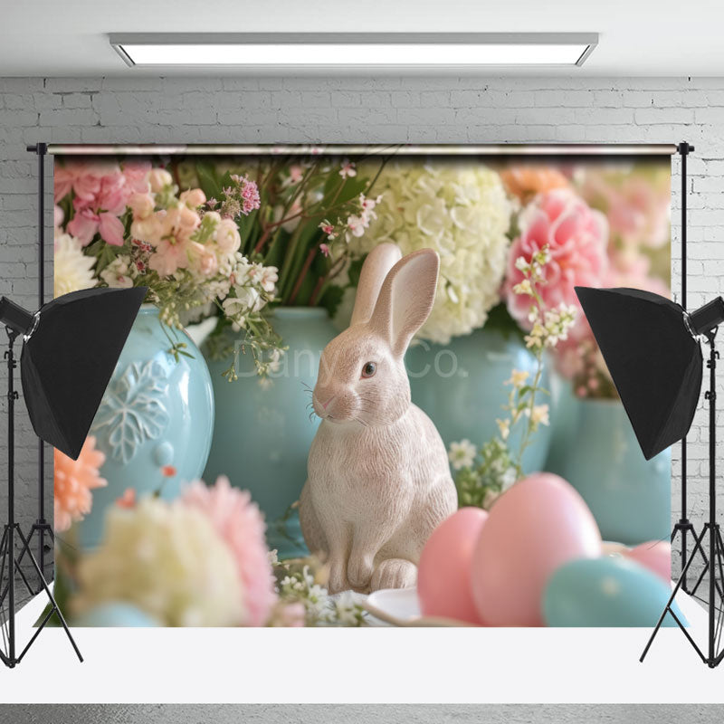 Lofaris Rabbit Egg Floral Easter Backdrops For Photograph