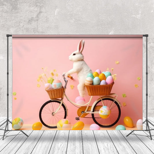 Lofaris Rabbit Sitting On Bike Easter Egg Photo Backdrop