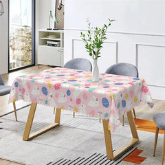 Lofaris Rabit Eggs Pink Easter Pattern Rectangle Tablecloth