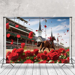 Lofaris Racecourse Horse Red Rose Bokeh Kentucky Backdrop