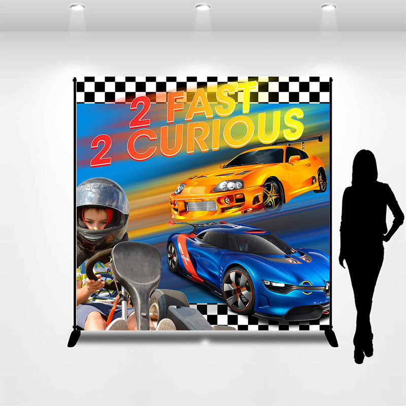 Car Raffle Backdrop Racing Car Fast Curious Custom 2nd Birthday Backdrop - Lofaris