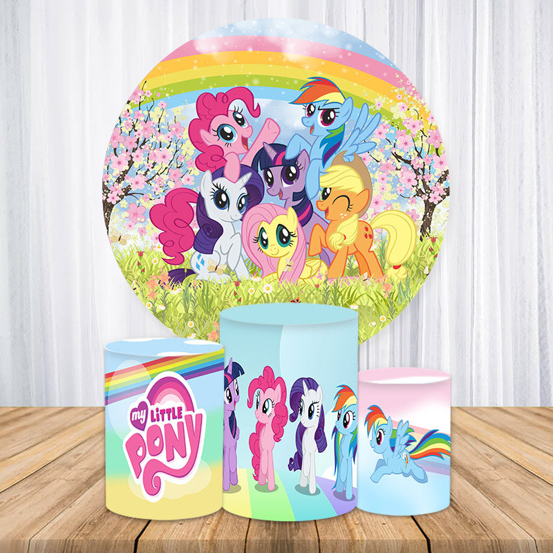 Lofaris Rainbow And My Little Pony Round Birthday Backdorp Kit