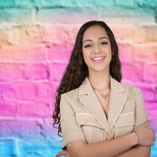 Lofaris Rainbow Candy Pastel Brick Wall Portrait Backdrop