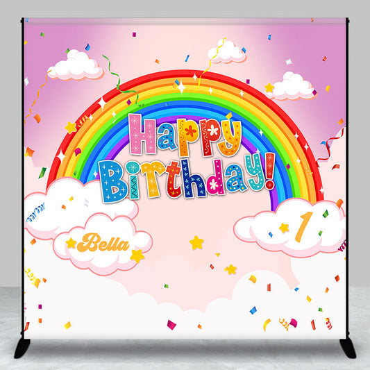 Lofaris Rainbow Cloud Personalized Backdrop For 1st Birthday