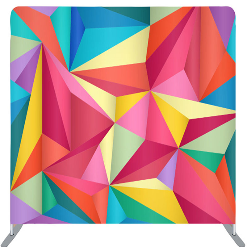 Lofaris Rainbow Color 3D Tangram Fabric Backdrop For Party Decor