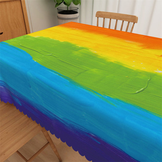 Lofaris Rainbow Color Brush Painting Tablecloth For Home Decor