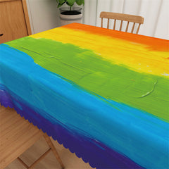 Lofaris Rainbow Color Brush Painting Tablecloth For Home Decor