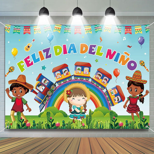 Lofaris Rainbow Feliz Dia Del Nino Children Day Backdrop